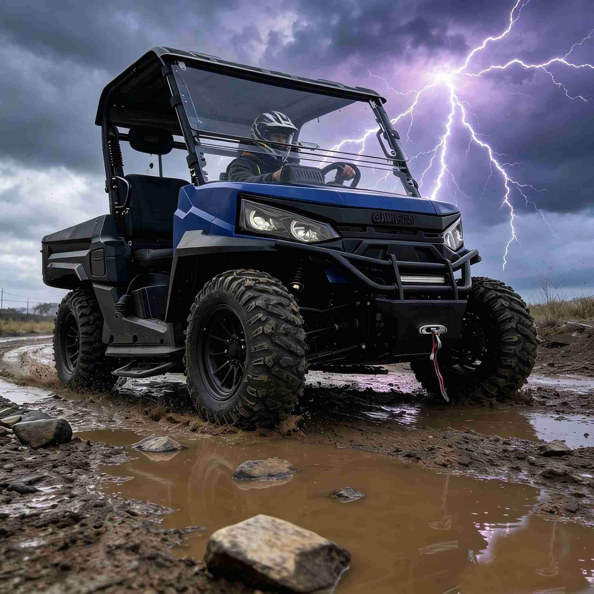 4WD Off Road UTV 73,6V 1000kg Bugsering 400A Controller 150Ah